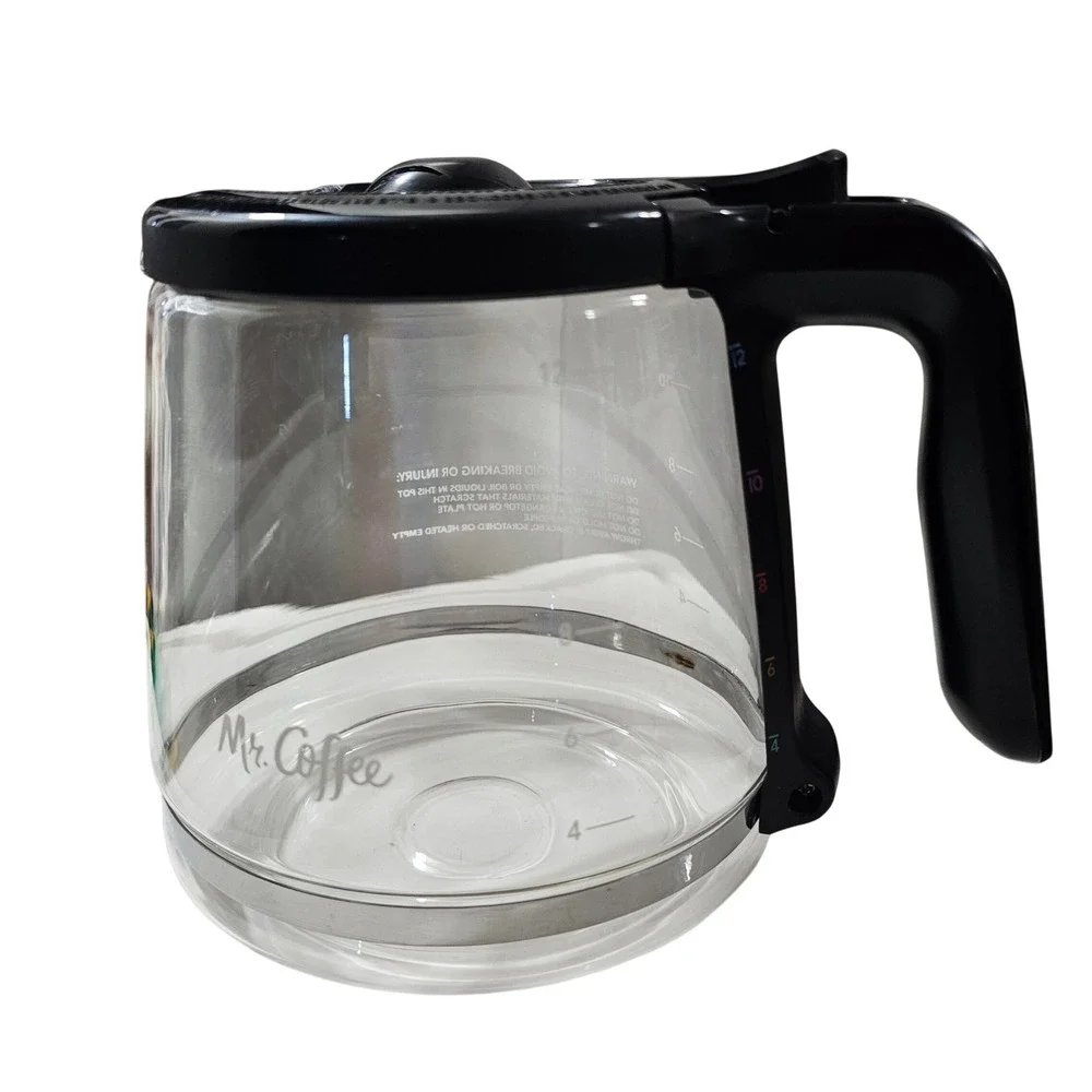 Mr. Coffee 12 Cup Replacement‎ Glass Carafe Black Handle and Lid Clear Pot